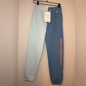 NWT Russell Athletic Two-Tone Joggers - Light Blue and Blue with Orange Logo
